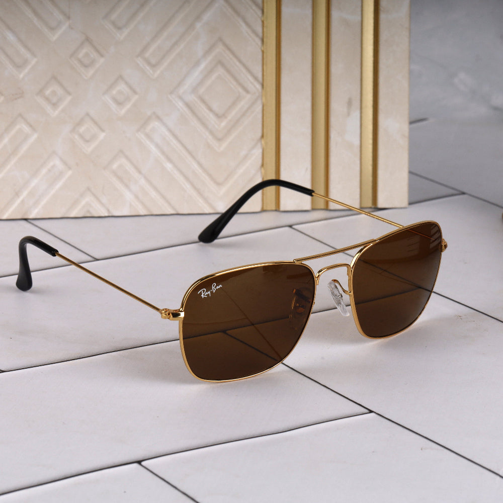 Classic Pilot 3136 Gold-Brown Sunglass with gold frame and brown lenses featuring UV 400 protection from JUO INDIA.